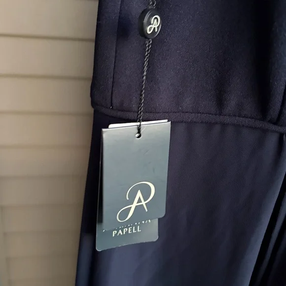 🆕 Adrianna Papell Midnight Crepe Chiffon Gown Elegant Formal Maxi Dress Size 8 - Picture 13 of 16